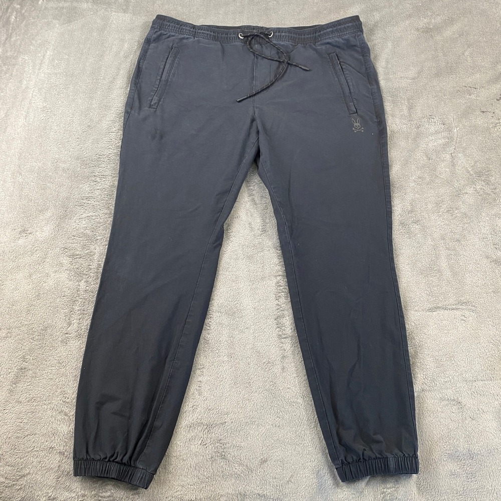 Psycho Bunny Joggers Mens XL Navy Blue B6P786U1CN Stretch Cotton Nylon Pants